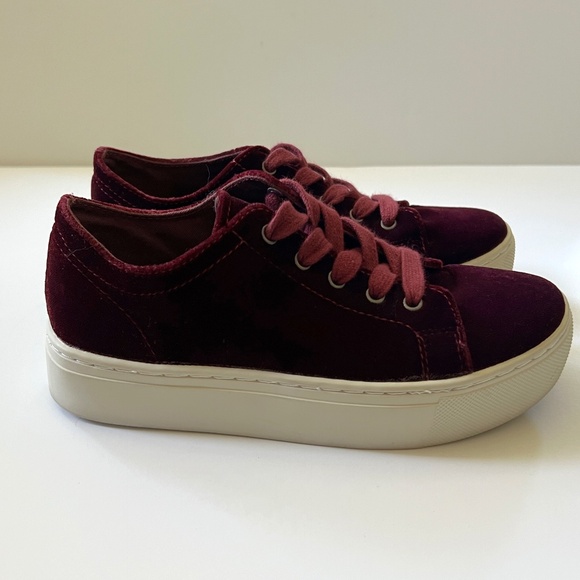Zara Burgundy Velvet Sneakers Size 6 - Picture 7 of 7